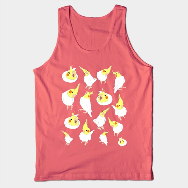 white cockatiel doodle pattern Tank Top by FandomizedRose